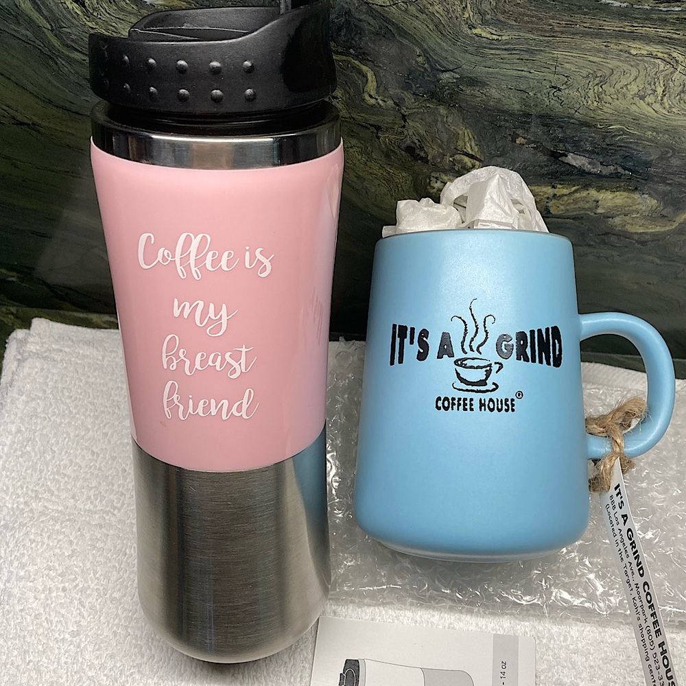 Breast Cancer Awareness Mugs Gift Set Insulated New